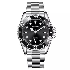 Men Watch Black Dial Stainless Steel Classic Medium Size Designer Style Watch